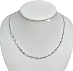 18kt white gold bezel set diamond necklace