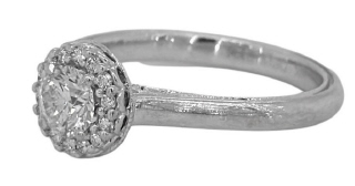 14kt white gold diamond halo Verragio ring