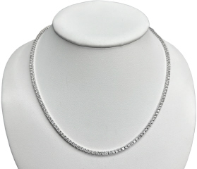14kt white gold 4 prong straight line tennis necklace