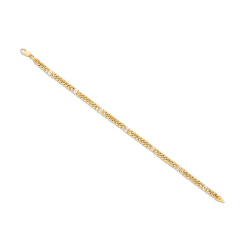 18kt yellow gold Cuban link bracelet with emerald cut diamonds. 8".