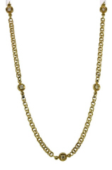 14kt yellow gold bezel set diamonds by the yard necklace. 20".