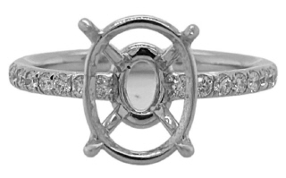Platinum oval diamond semi-mount ring