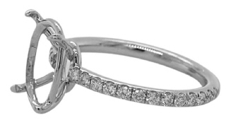 Platinum oval diamond semi-mount ring