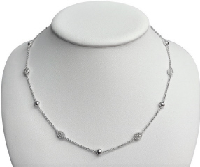18kt white gold double sided station necklace