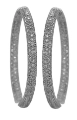 18kt white gold pave inside/outside diamond hoop earrings.