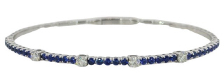 18kt white gold sapphire and diamond flex bangle bracelet.