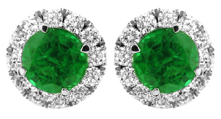 18kt white gold emerald and diamond earrings.