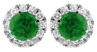 18kt white gold emerald and diamond earrings.