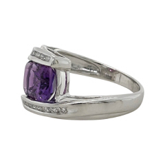 14kt white gold amethyst and diamond ring.