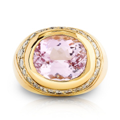 14kt yellow gold kunzite and diamond ring