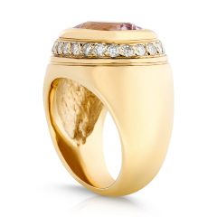 14kt yellow gold kunzite and diamond ring