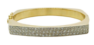 14kt yellow gold square pave diamond bangle
