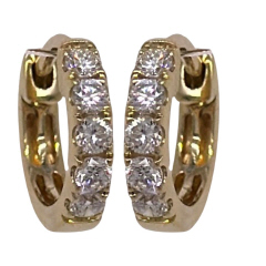 18kt yellow gold mini diamond hoop earrings.