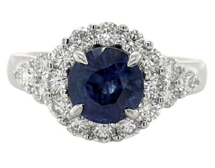 18kt white gold sapphire and diamond ring