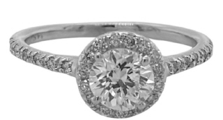 14kt white gold diamond halo engagement ring