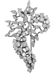 14kt white gold diamond marquise and round diamond spray pin