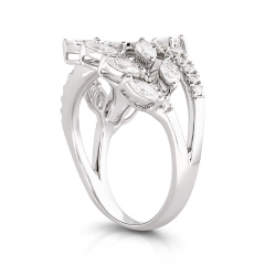 18kt white gold diamond leaf style wrap ring.