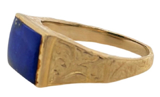 14kt yellow gold lapis ring