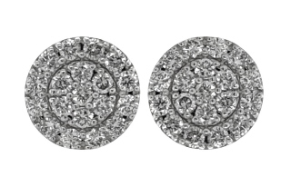 14kt white gold diamond cluster earrings.