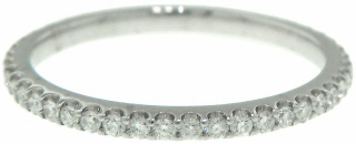 Platinum split prong diamond eternity band.