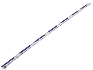 18kt white gold channel set sapphire and diamond straight line bracelet.                                  