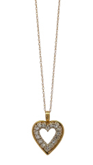 14kt yellow gold diamond heart pendant with chain.