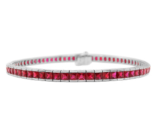 18kt white gold ruby bracelet.