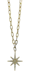 14kt yellow gold diamond star pendant with oval link chain.