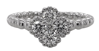 14kt white gold diamond clover style ring.