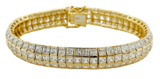 14kt yellow gold 3 row cz bracelet