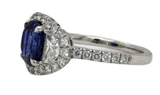 18kt white gold sapphire and diamond ring.