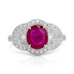 Platinum ruby and diamond ring