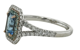 18kt white/rose gold aqua, pariba tourmaline and diamond ring.