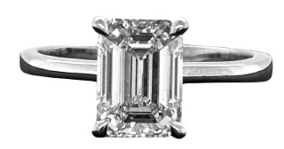 Platinum Emerald Cut Diamond solitaire engagement ring.
