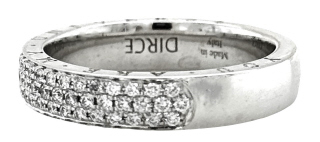 18kt white gold 3 row diamond half way band