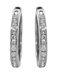 14kt white gold channel set diamond hoop earrings