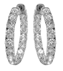 14kt white gold inside outside diamond hoop earrings