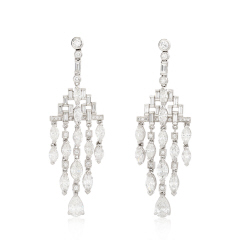 18kt white gold diamond chandelier earrings.