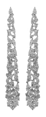 18kt white gold mixed cut diamond hanging mesh earrings