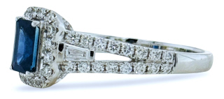 18kt white gold sapphire and diamond ring.