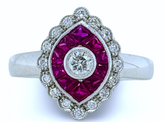 18kt white gold ruby and diamond ring