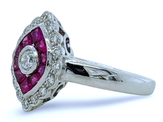 18kt white gold ruby and diamond ring