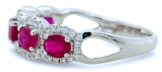 18kt white gold ruby and diamond band