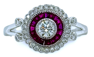 18kt white gold ruby and diamond ring