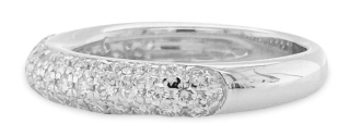 18kt white gold 3-row 1/2 way pave diamond band.