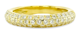 18kt yellow gold 3-row 1/2 way pave diamond band.