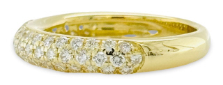 18kt yellow gold 3-row 1/2 way pave diamond band.