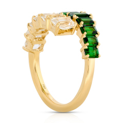 18kt yellow gold tsavorite and white topaz bypas ring.