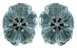18kt white gold aqua and diamond earrings
