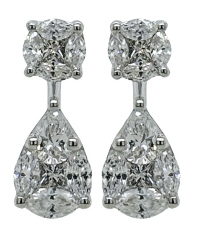 18kt white gold pearshape hanging diamond illusion earrings